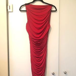 bebe Red Rouched Dress